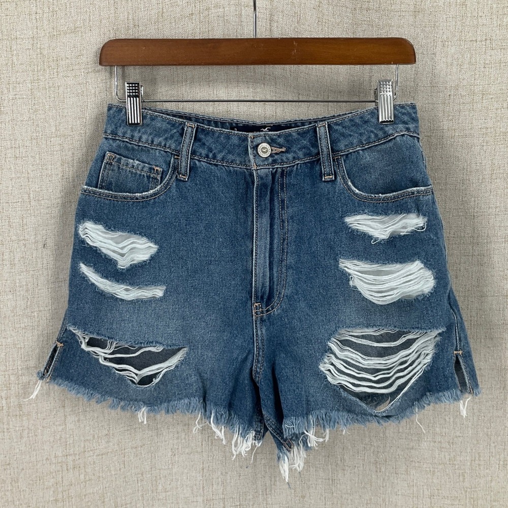 Hollister Denim Shorts Womens 26 Blue High Rise Vintage Relaxed Mom Distressed
